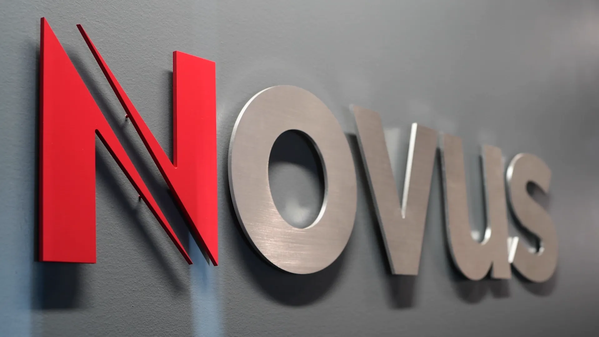 The Novus Labs logo displayed at the company's Hillsboro, Oregon headquarters