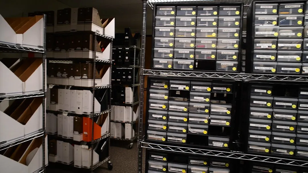 Novus Labs device library — organized device inventory shelving