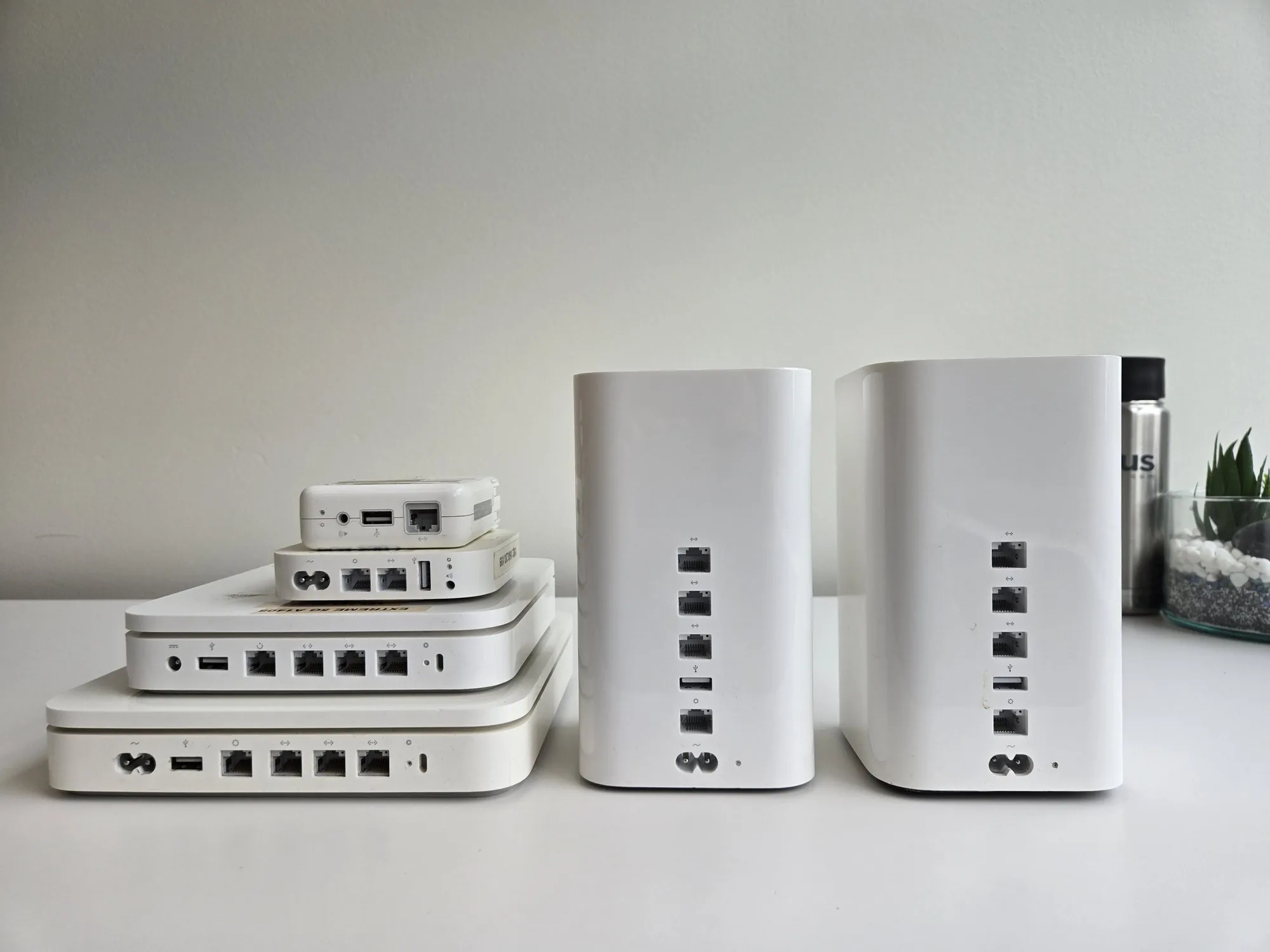 The Novus Labs collection of Apple AirPort routers, spanning nearly two decades